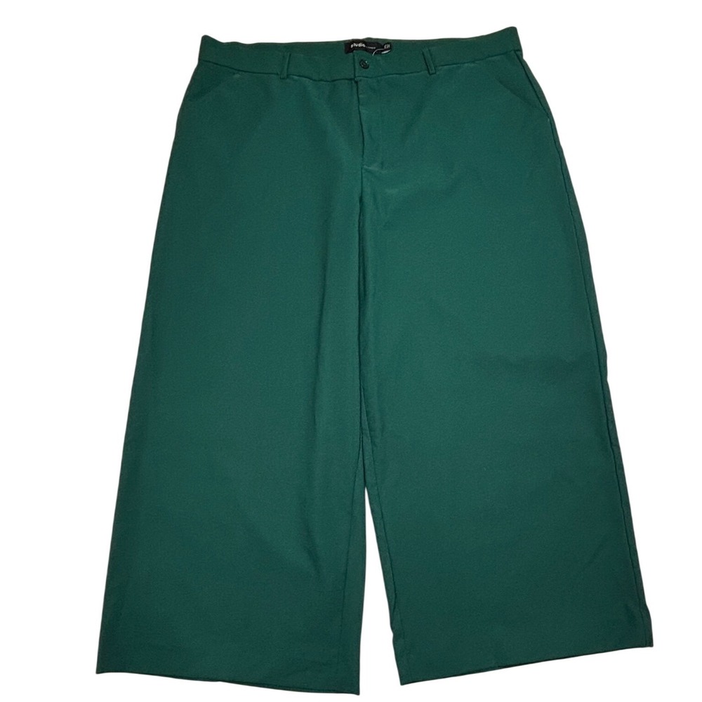 Torrid Studio Pants Size 24 S Short Solid Green Wide Leg Crepe High Rise NWT